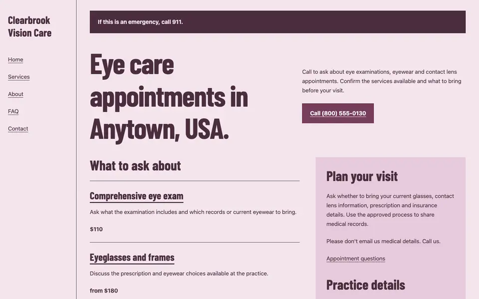 Look 3, Practice service directory: sample home page on a computer