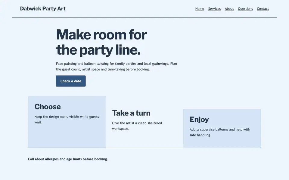 Look 3, Artist queue planner: sample home page on a computer