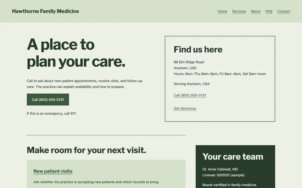 Look 2, Neighborhood practice map: sample home page on a computer