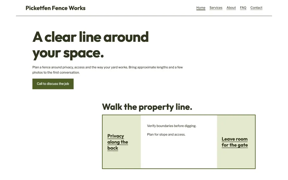Look 1, Boundary line: sample home page on a computer