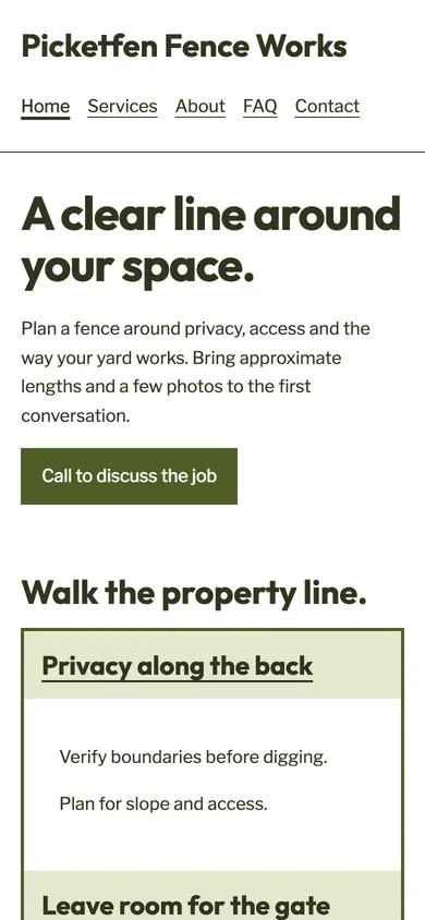 Look 1, Boundary line: sample home page on a phone