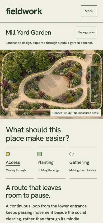 Look 1, Fieldwork: sample home page on a phone