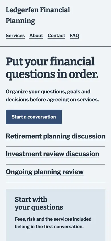 Look 1, Life priorities notebook: sample home page on a phone