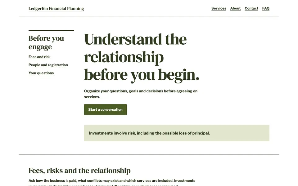 Look 3, Fees and relationship reading room: sample home page on a computer