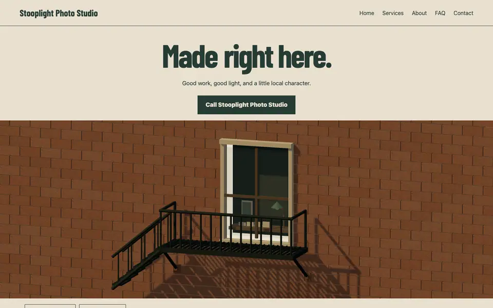 Look 1, Fire Escape Light: sample home page on a computer