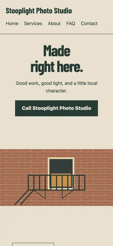 Look 1, Fire Escape Light: sample home page on a phone