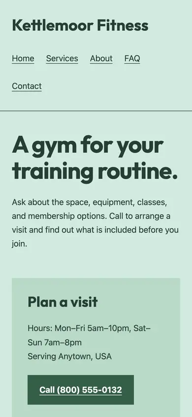Look 1, Training schedule card: sample home page on a phone
