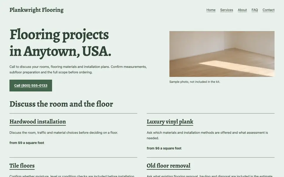 Look 1, Flooring showroom desk: sample home page on a computer