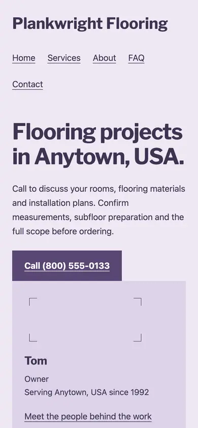 Look 2, Flooring estimate register: sample home page on a phone