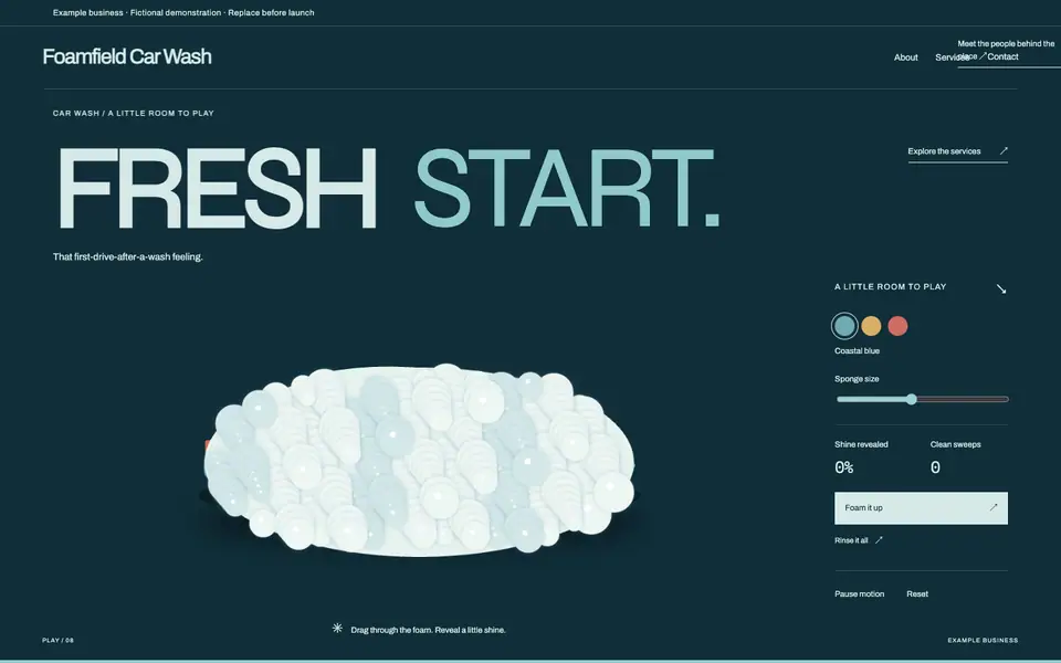 Look 1, Foamfield: sample home page on a computer