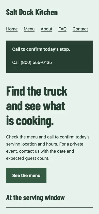 Look 1, Sidewalk serving sign: sample home page on a phone