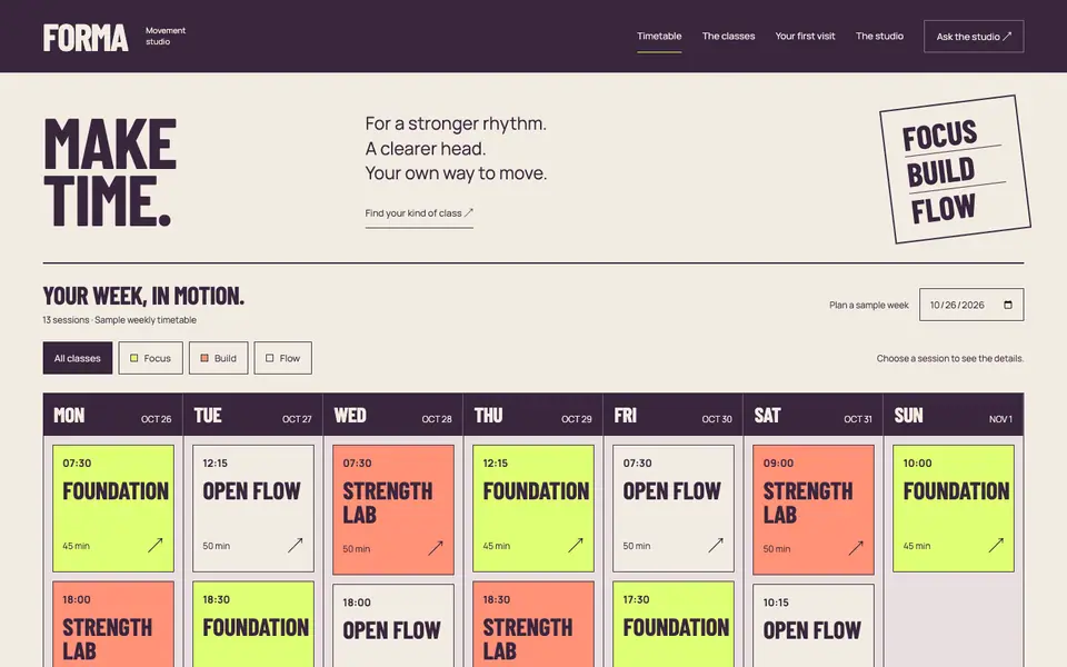 Look 1, Forma: sample home page on a computer
