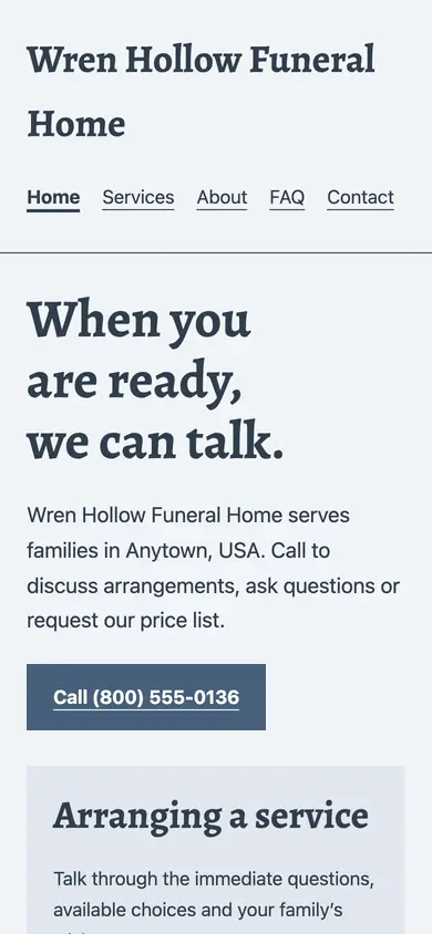 Look 1, Neighborhood family arrangement letter: sample home page on a phone
