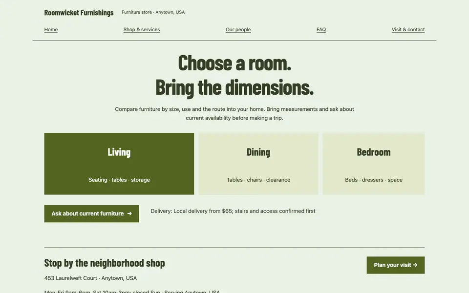 Look 2, Room department floor: sample home page on a computer