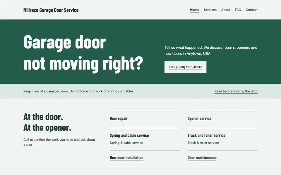 Look 1, Block-front sign: sample home page on a computer