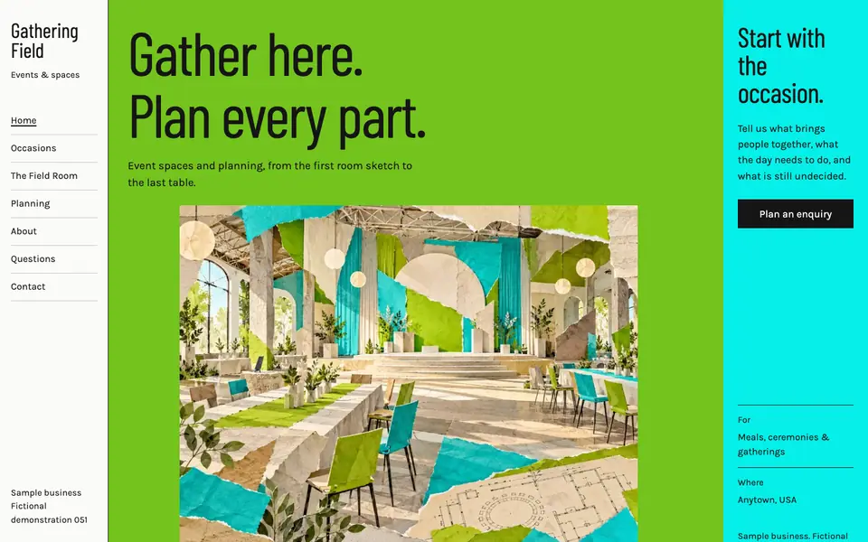 Look 1, Gathering Field: sample home page on a computer