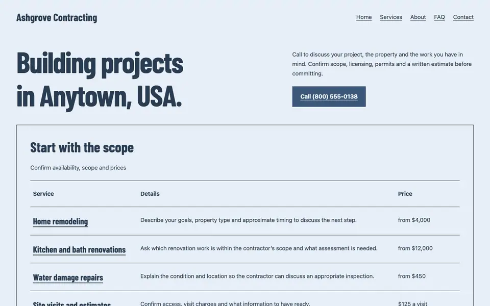 Look 1, Neighborhood project work order: sample home page on a computer