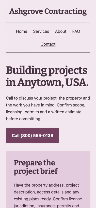 Look 3, Home project folder: sample home page on a phone