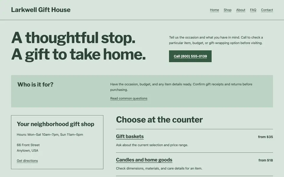 Look 2, Wrapping-counter note: sample home page on a computer