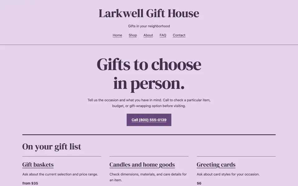 Look 3, Shop shelf index: sample home page on a computer