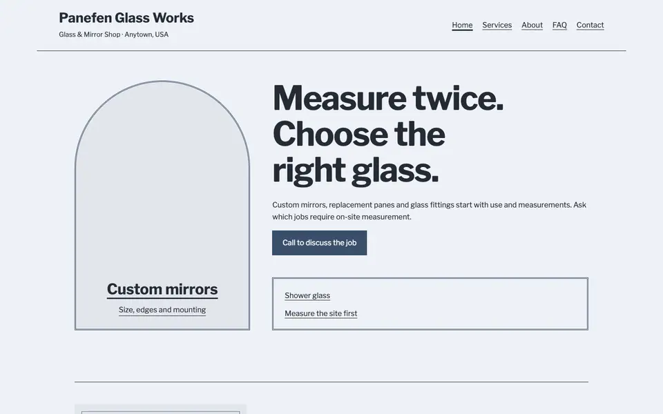 Look 2, Mirror wall: sample home page on a computer