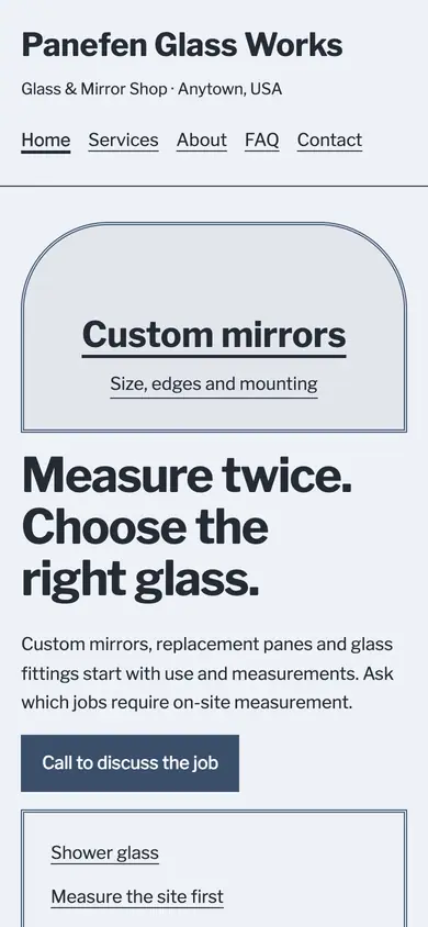 Look 2, Mirror wall: sample home page on a phone