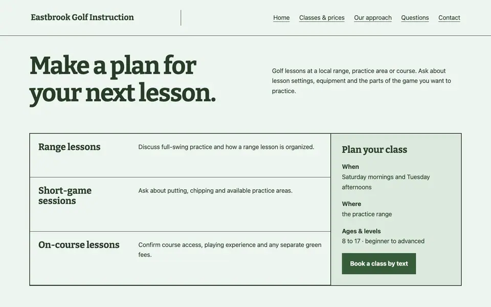 Look 2, Lesson scorecard: sample home page on a computer