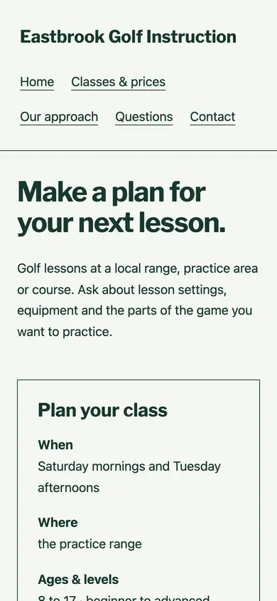 Look 3, Range appointment ticket: sample home page on a phone
