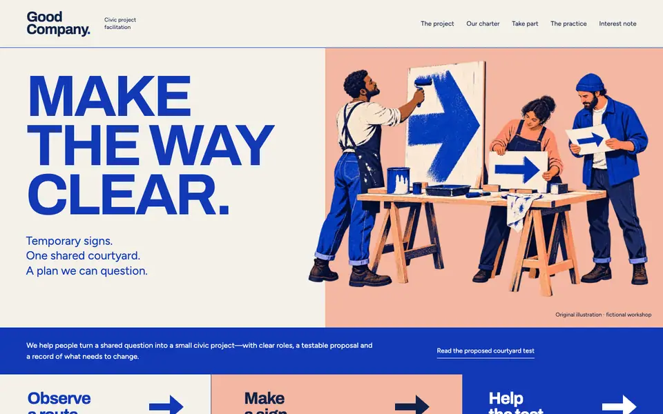 Look 1, Good Company: sample home page on a computer