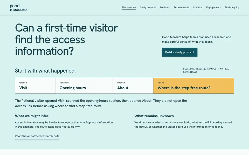 Look 1, Good Measure: sample home page on a computer