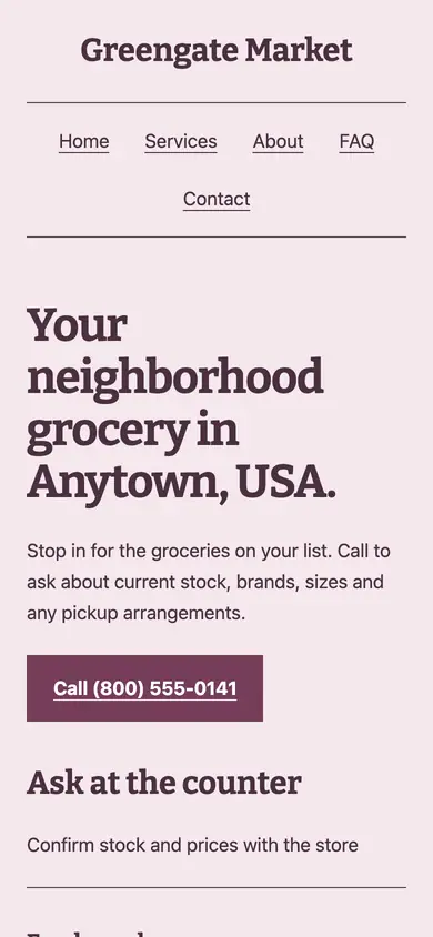 Look 2, Grocery counter receipt: sample home page on a phone