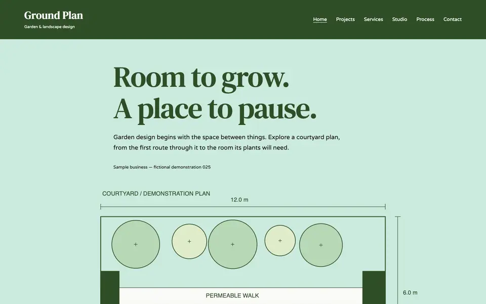 Look 1, Ground Plan: sample home page on a computer
