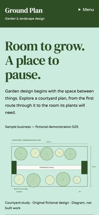 Look 1, Ground Plan: sample home page on a phone