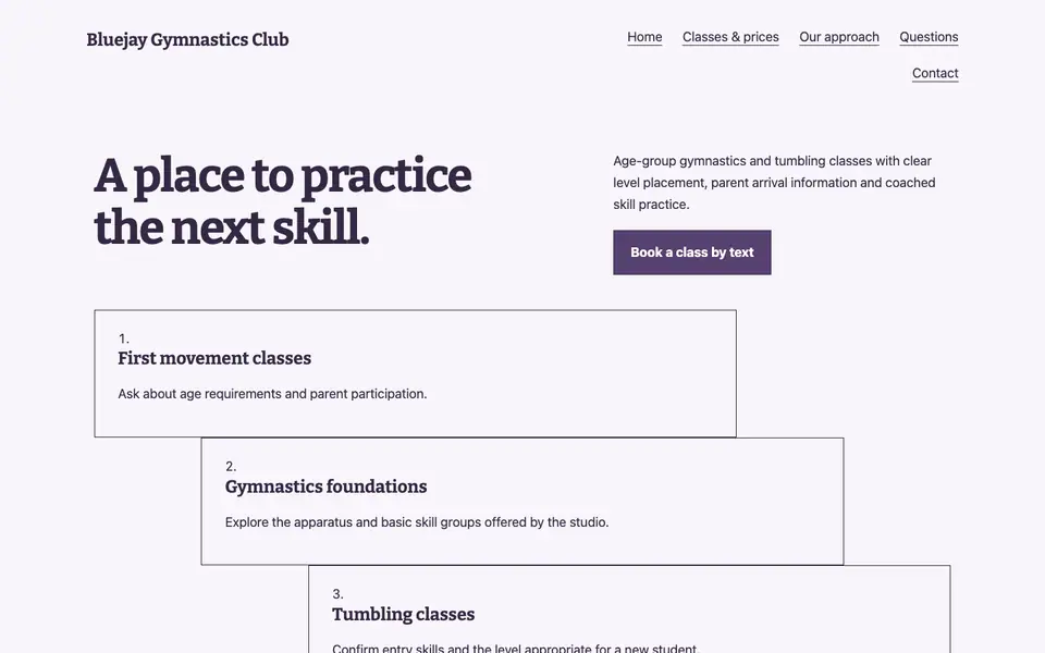 Look 2, Skill placement ladder: sample home page on a computer