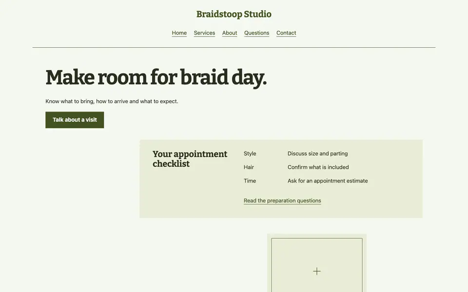 Look 3, Appointment preparation sheet: sample home page on a computer