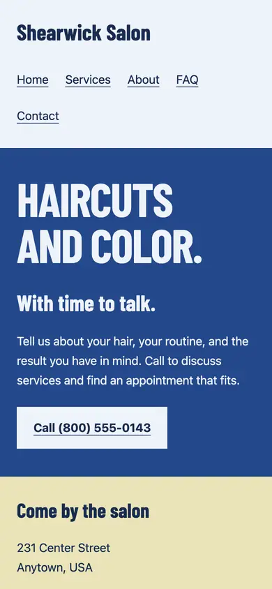 Look 3, Neighborhood handbill: sample home page on a phone