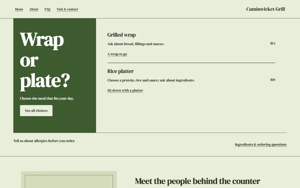 Look 3, Wrap or plate counter: sample home page on a computer
