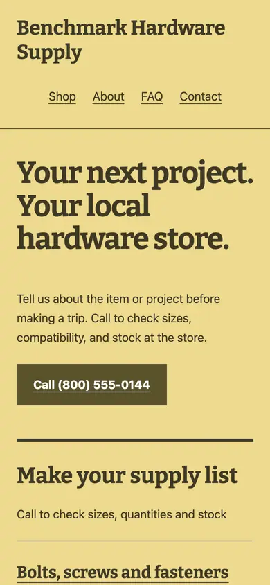 Look 3, Neighborhood project circular: sample home page on a phone