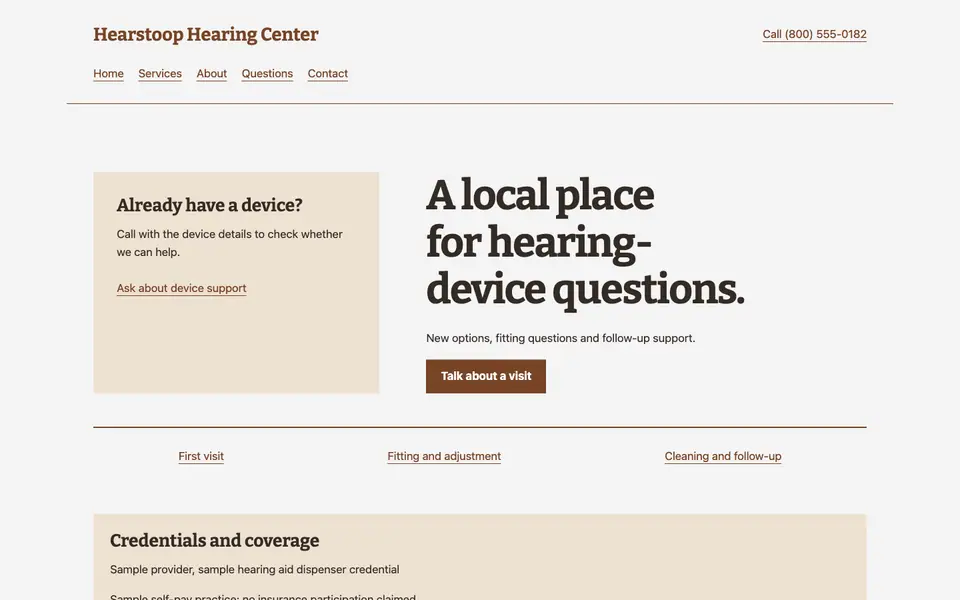 Look 2, Device support counter: sample home page on a computer
