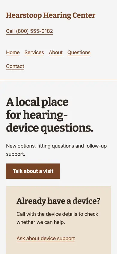 Look 2, Device support counter: sample home page on a phone