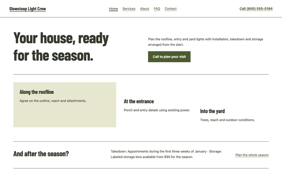 Look 1, The roofline-to-yard plan: sample home page on a computer