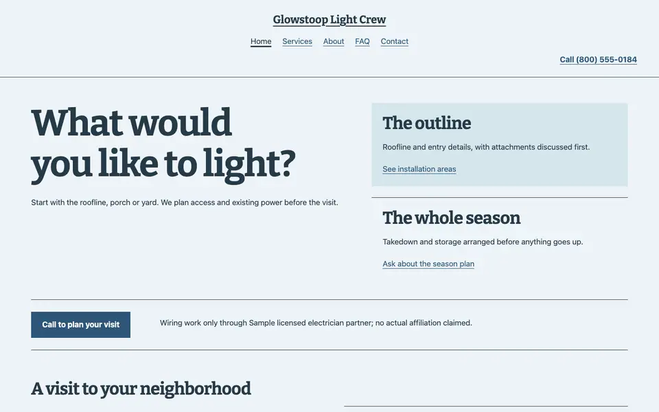 Look 3, The porch-to-roofline planning desk: sample home page on a computer