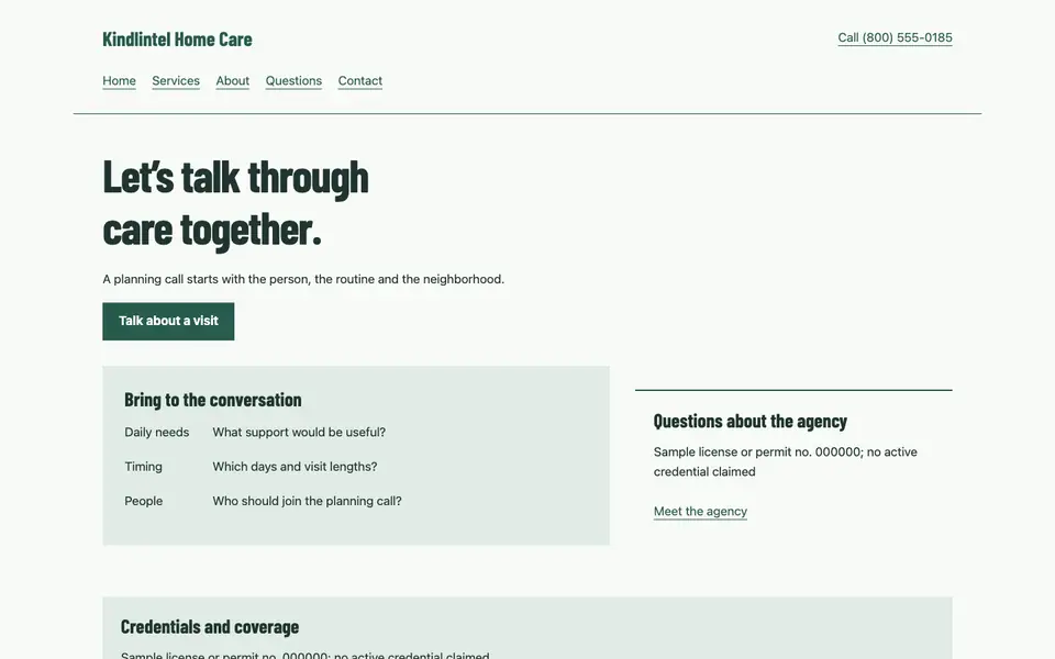 Look 2, Family planning table: sample home page on a computer