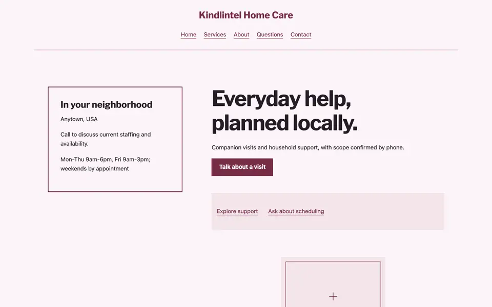 Look 3, Neighborhood availability desk: sample home page on a computer