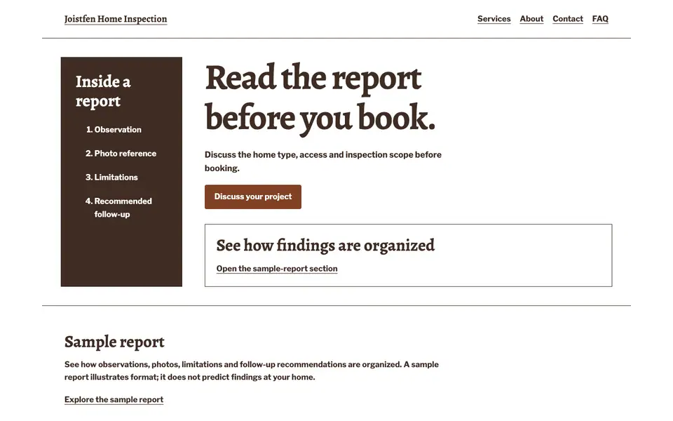 Look 3, Sample report reading desk: sample home page on a computer