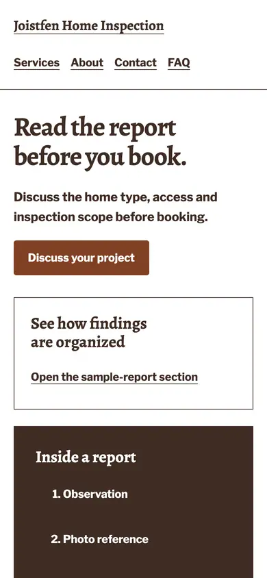 Look 3, Sample report reading desk: sample home page on a phone