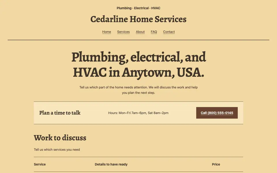 Look 2, Storefront schedule sheet: sample home page on a computer