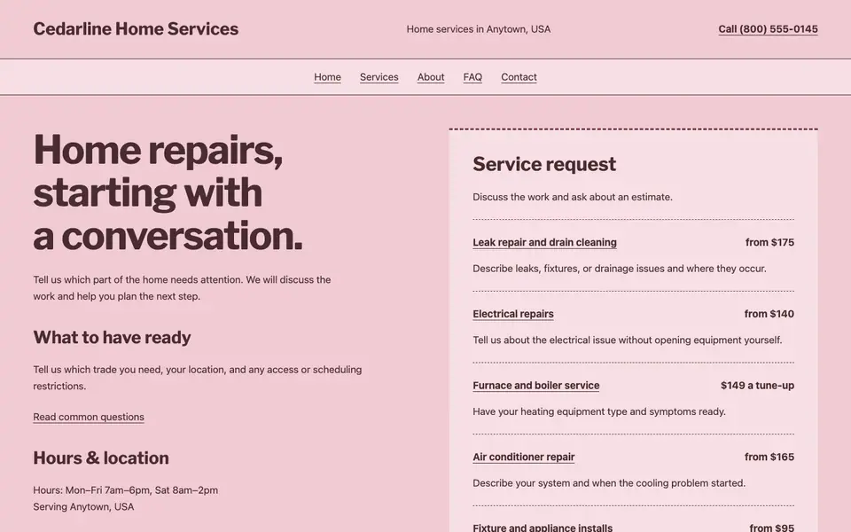 Look 3, Service receipt: sample home page on a computer
