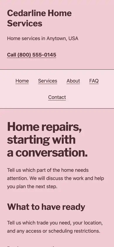 Look 3, Service receipt: sample home page on a phone