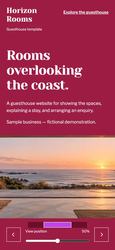 Look 1, Horizon Rooms: sample home page on a phone